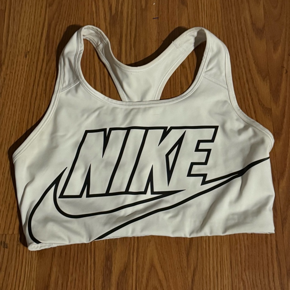 Nike Dri‎ Fit White and Black Graphic Check Logo Size L NWOT Gym Workout